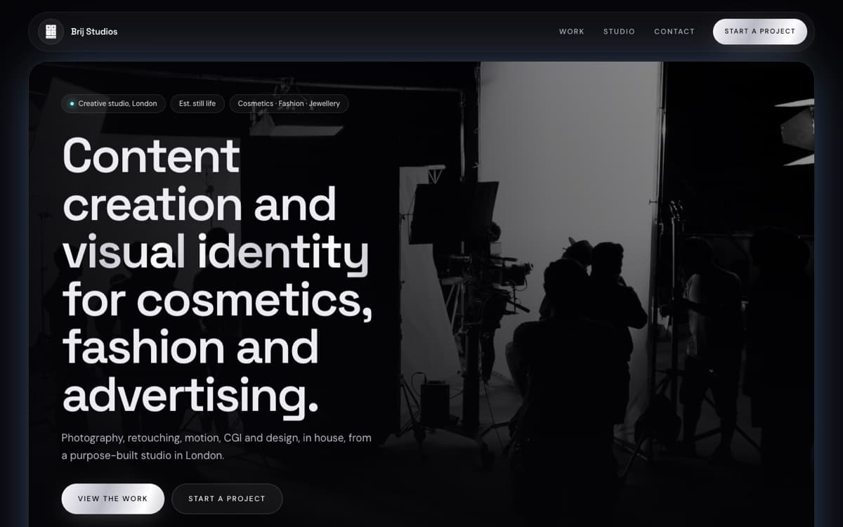 Website we built for a photography & cgi studio business