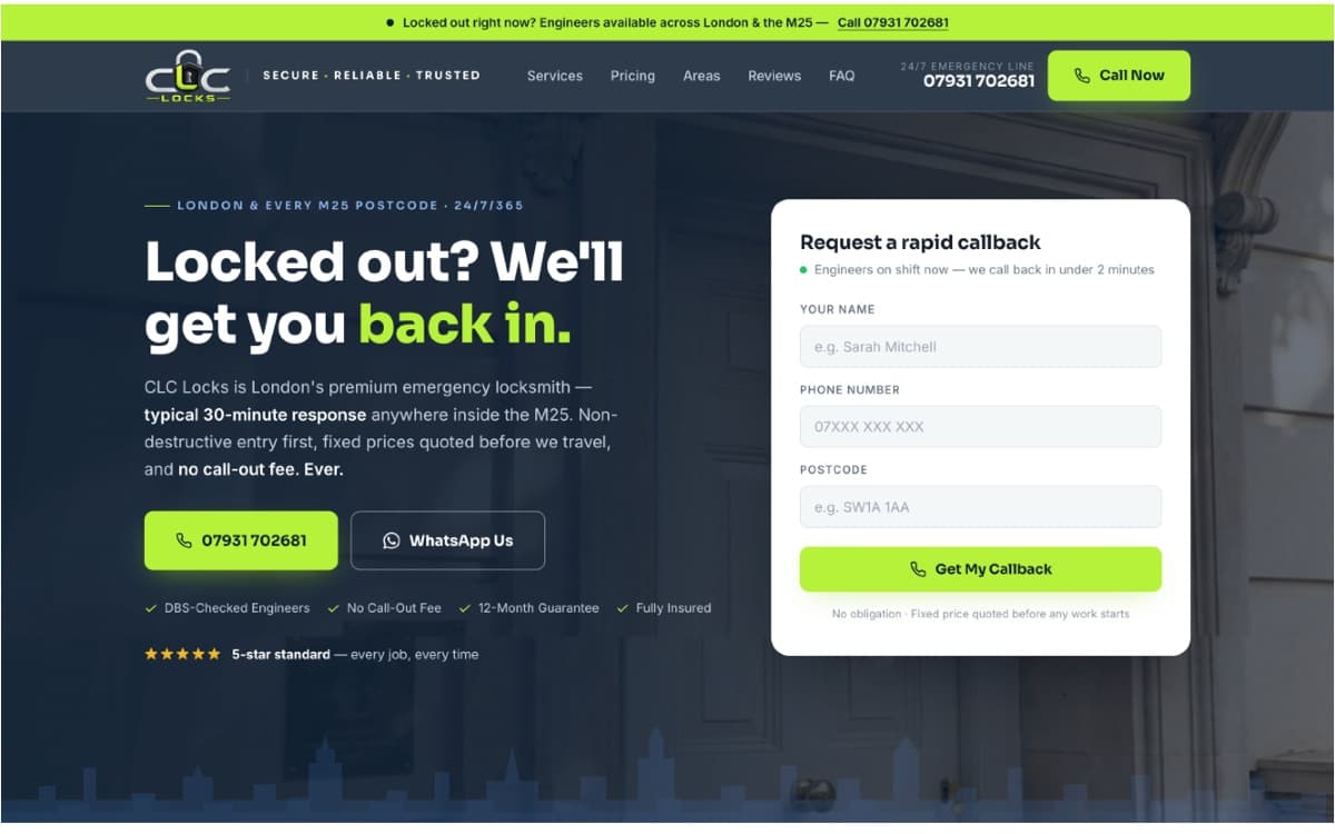 Website we built for a emergency locksmiths business